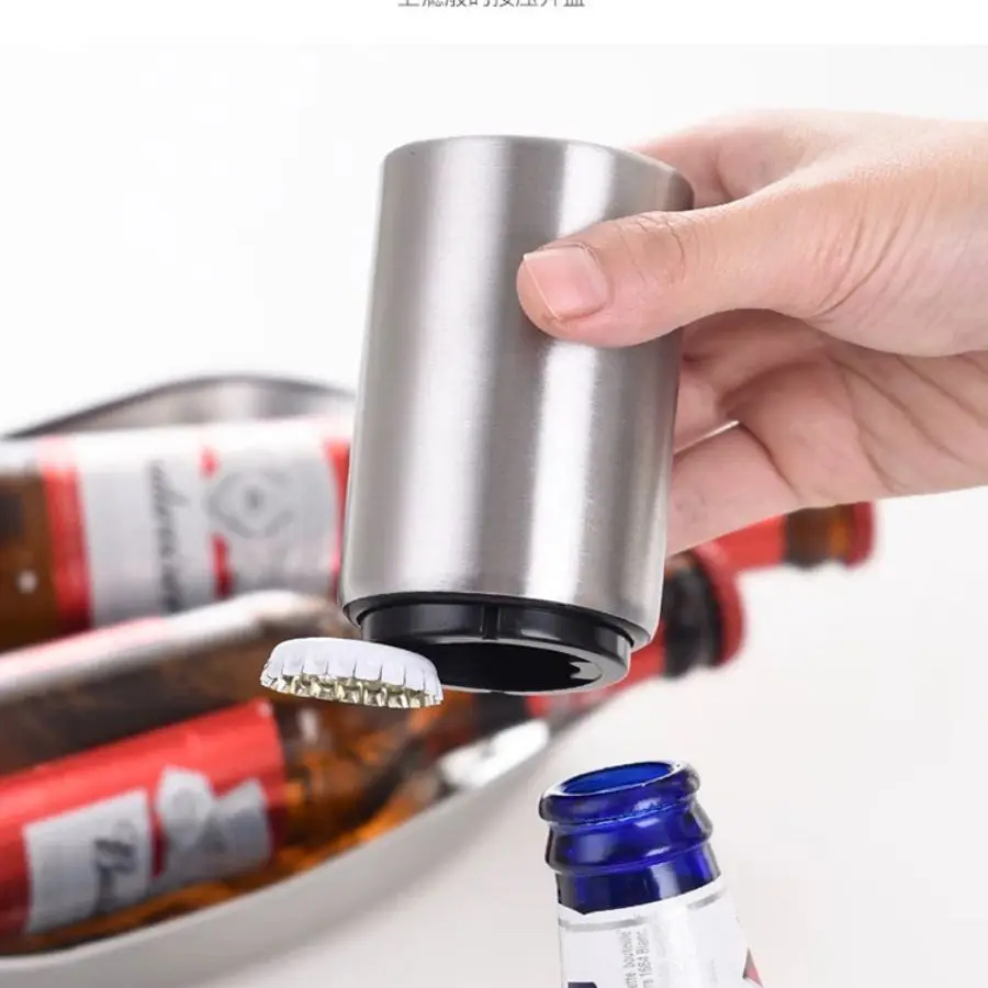 

Amazon Hot Sale Push-Type Bottle Opener Stainless Steel Stainless Steel Sublimation Bottle Opener Press Bottle Openers
