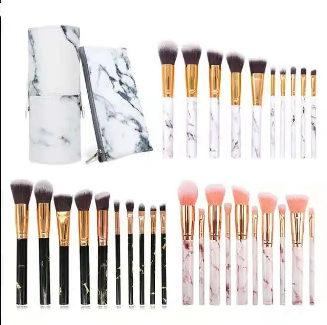 

Low Moq 10Pcs Marbling 5 Big And 5 Small Beauty Tools Foundation Powder Blush Beauty Makeup Brushes Set