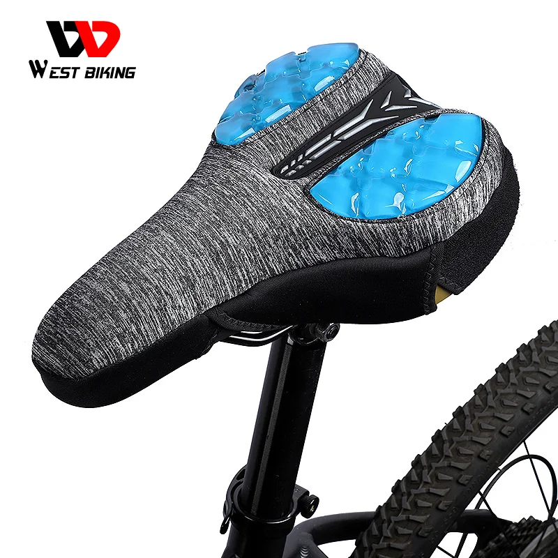 

WEST BIKING Cycling Accessories Silicone Gel Bicycle Seat Cushion thickened sponge Adjustable Elastic MTB Road Bike Saddle Cover, Like picture