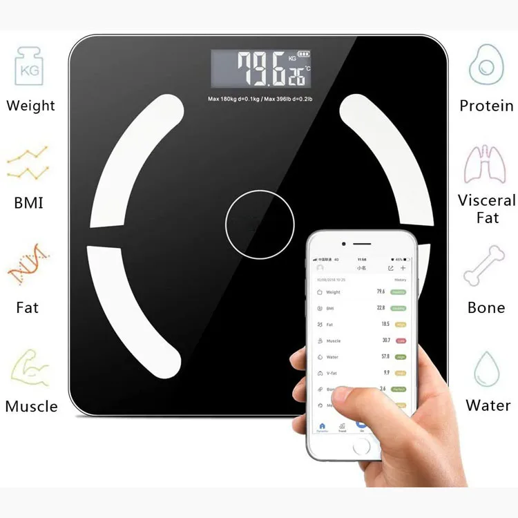 

180KG BMI Personal Health Digital Weighing Human Electronic Fit Weight Smart Bathroom Blue-tooth Body Fat Scale, Customized