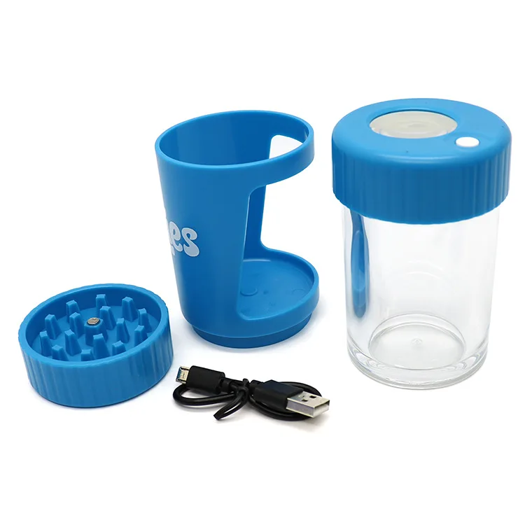 

Wholesale Cookie Weed Stash Storage Jar Weed Container Plastic Weed Packaging LED Jar With Magnifying