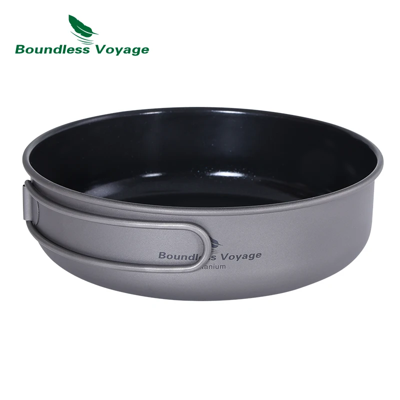 

Boundless Voyage Outdoor Portable Pure Titanium Pan Titanium Non-Stick Frying Pan for camping, Silver