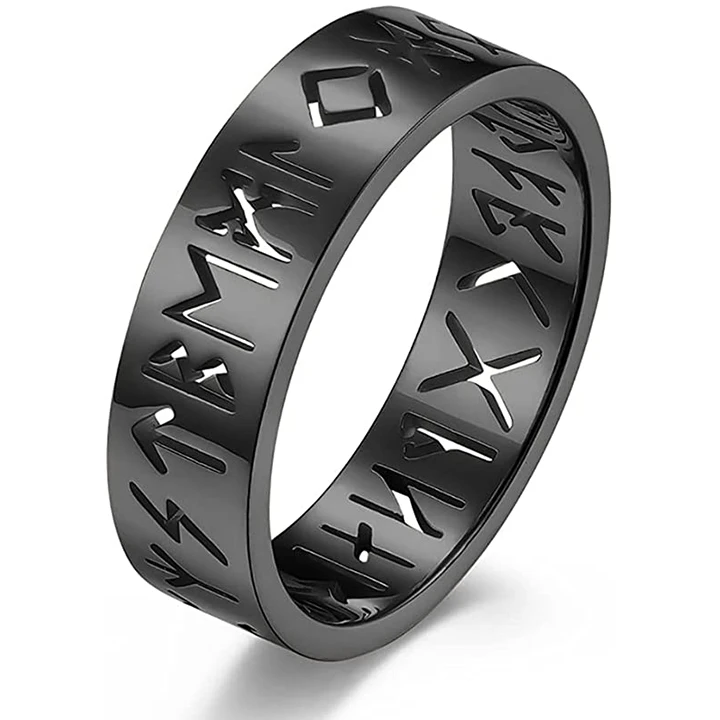 

2022 Norse Viking Jewelry Titanium Stainless Steel Rune Ring Hollow Celtic Rings Viking Rings for Men Women, As picture shows