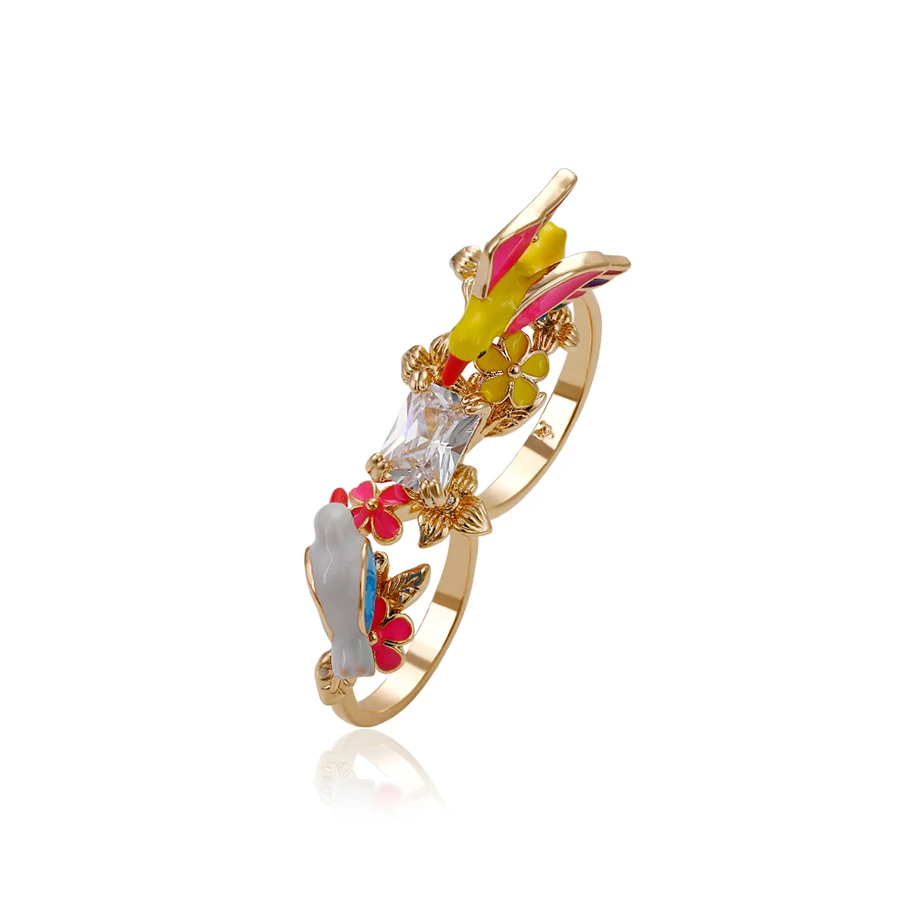 

14458 xuping 18k gold plated fashion design crystal ring for women, White