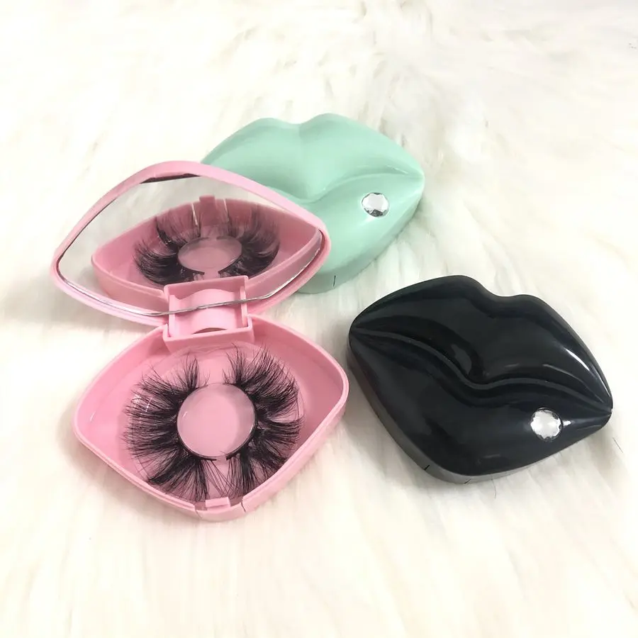 

CUSTOM LIP BOX PACKAGE WITH PRIVATE LOGO 3d 25mm mink lashes Chinese vendor, Black