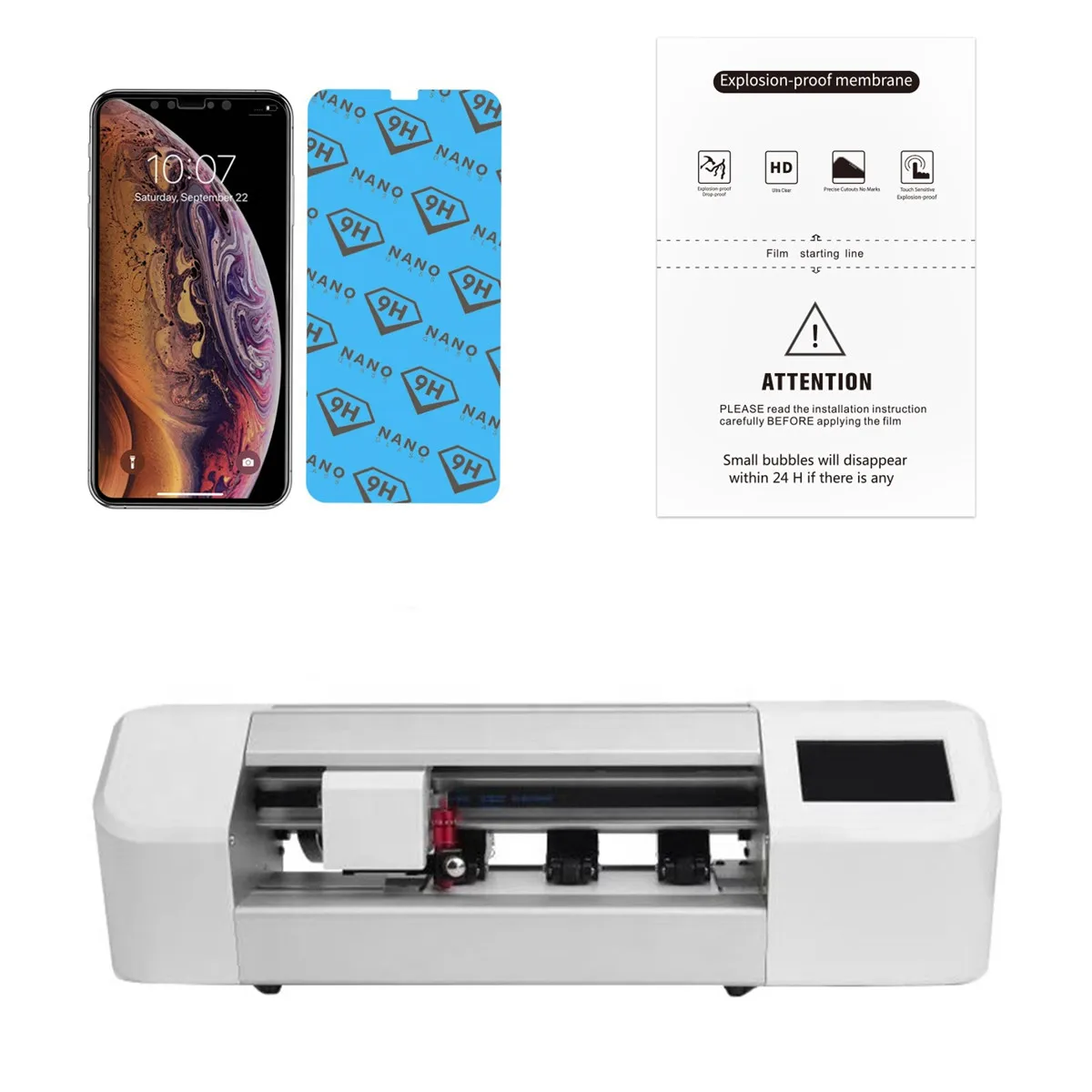 

Anti-explosion Universal iPhone Model 9H Hardness Nano Flexible Soft glass PET Screen Protector For Blade Cutting Machine