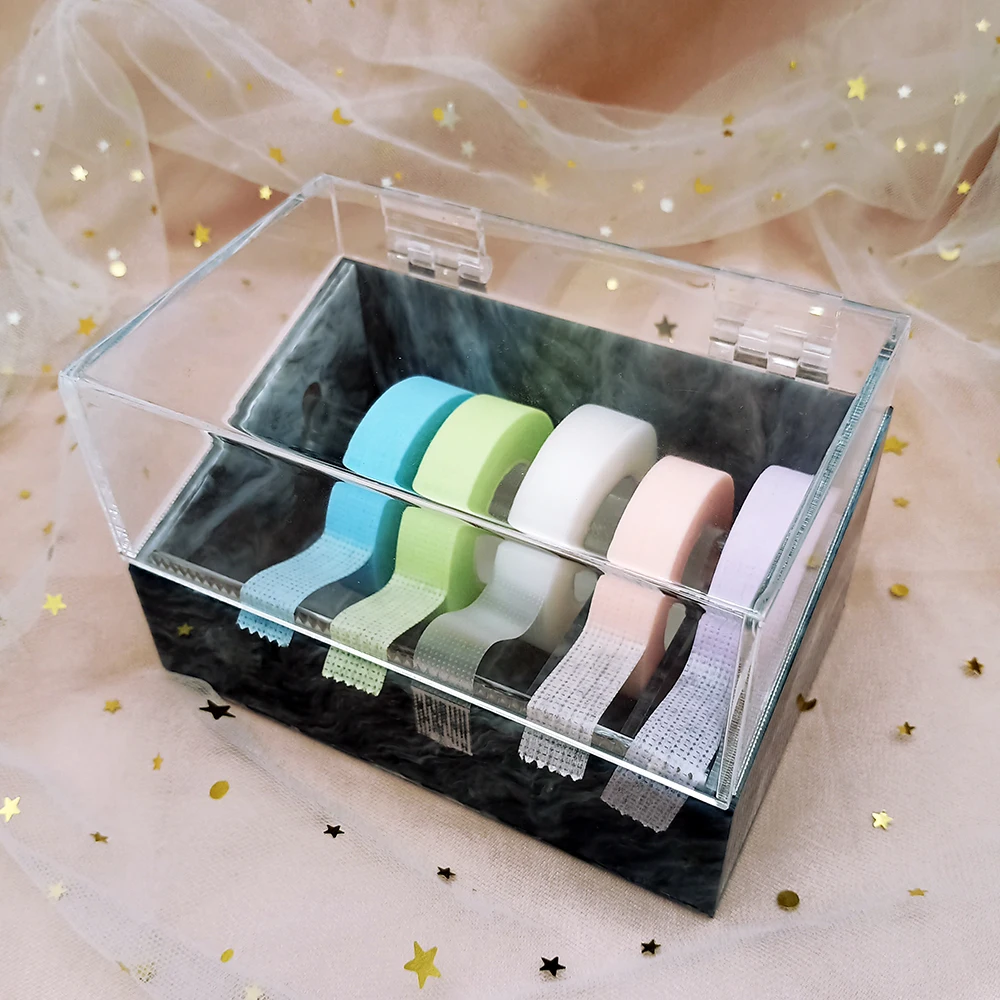 

Dust Proof Acrylic Lash Extension Tape Dispenser Holder Cutter Grafting Adhesive Eyelash Tape Storage Box With Lid, White,pink,black