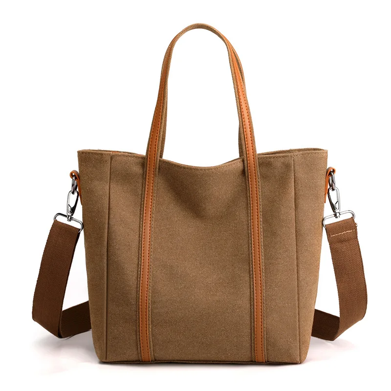 

New Arrival Durable luxury Canvas Lady woman shoulder travel Shopping Tote handbag