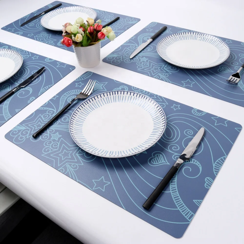 

custom waterproof pu leather desk mat kids alphabet and numbers placemat