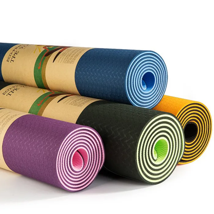 

Factory Price Double Layer TPE Yoga Mat Eco-Friendly Fitness Pilates Mat, Mazarine,dark purple,rose red,green,atrovirens,violet