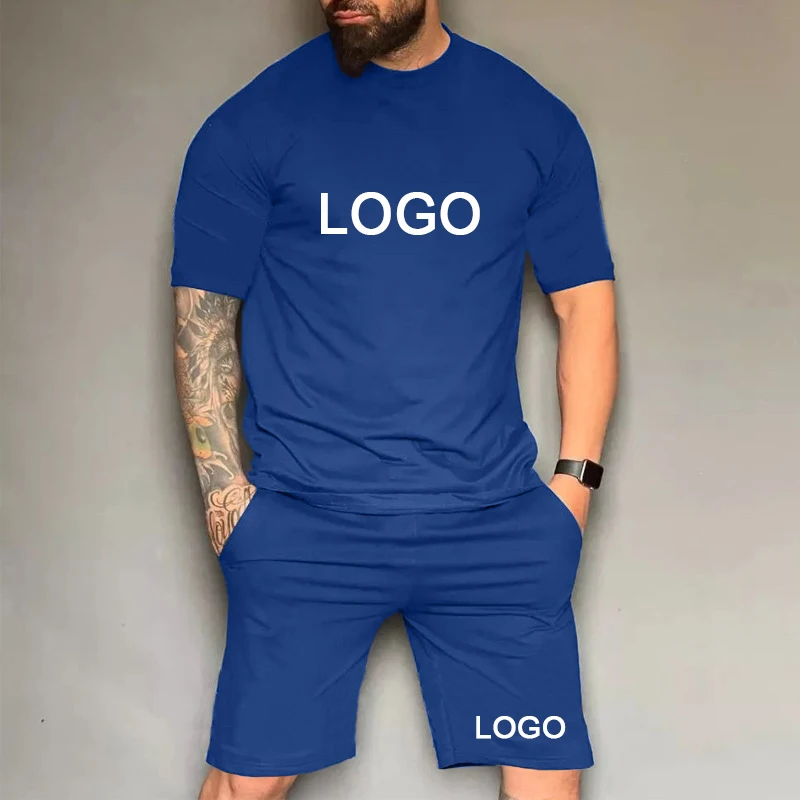 

Cotton100% Men'S Shorts Sets Tracksuit Custom Logo Set Casual Sports T-Shirt Shorts Digital Printing Jogger 2 Piece Set For Men, Customized color