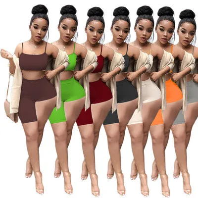 

D0156 2021 Summer Ready to ship woman tube top + shorts set