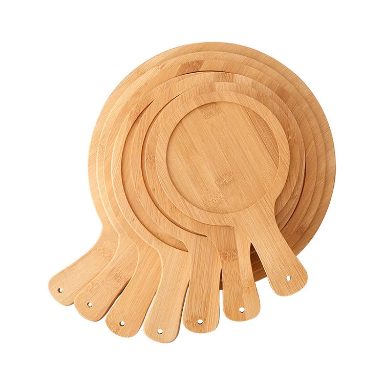 

Durable Round Wooden Pizza Paddle Combination Set Making Peel Cutting Tray Wood Serving Cutting Boards