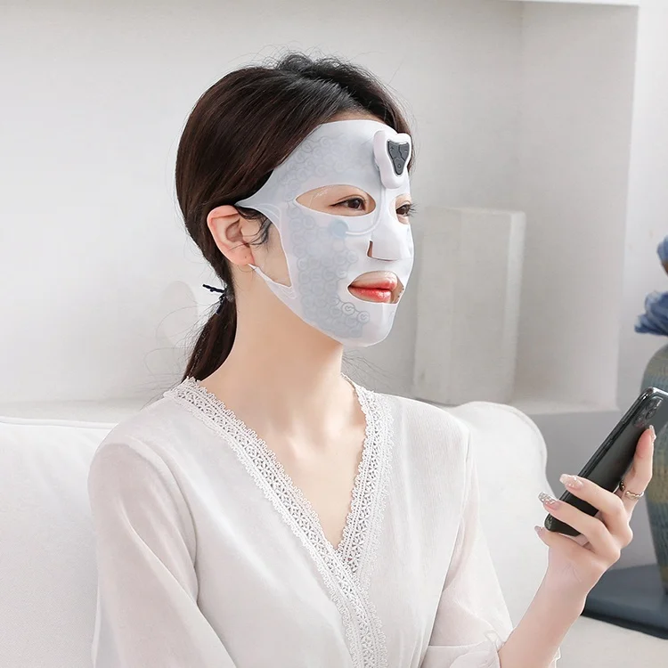 

Micro Current Infiltration Lifting firming Hydraskincare Wireless Reusable Omnilux EMS Electronic Facial mask, Black & white