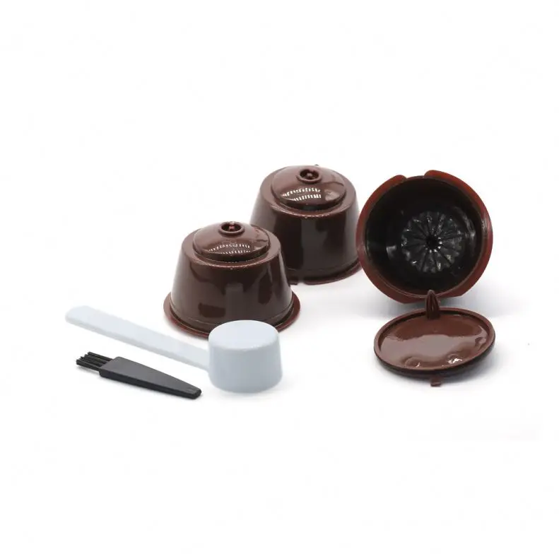 

Reusable Coffee Capsule Filter Cup for Nescafe Dolce Gusto Refillable Caps Spoon Brush Coffee Filter Baskets, As pictures
