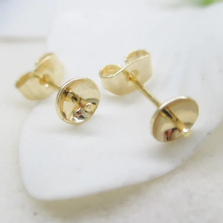 

NANA high quality fashion 24k gold filled 15mm Adhesive half-hole pearl earring findings