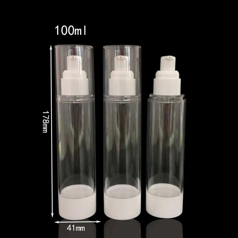 
The spot High quality 100ml AS clear Cosmetic airless lotion bottle manufacturer/skin care spray bottle with pump 