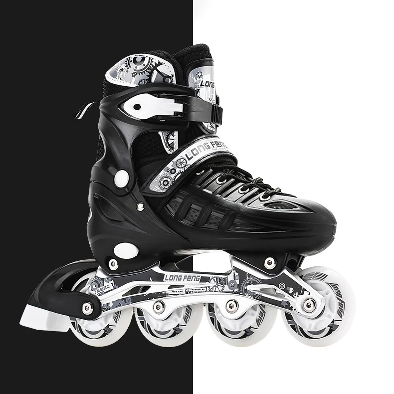 

Wholesale adjustable roller skates inline flashing skate shoe for adults, Black pink blue