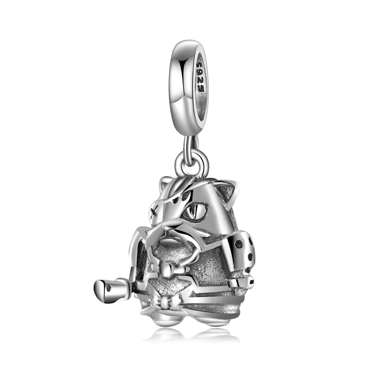 

Designer charms 925 sterling sliver Animal bead One-eyed Ronin Cat Charm Pendant Fits Original Charm Bracelets Women Bead Bulk