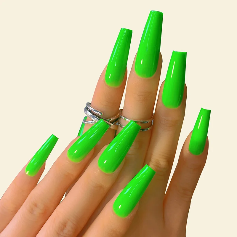 

Wholesale Nail Tips Long Ballet Pure Green Detachable Nail Tips for Nail Beauty