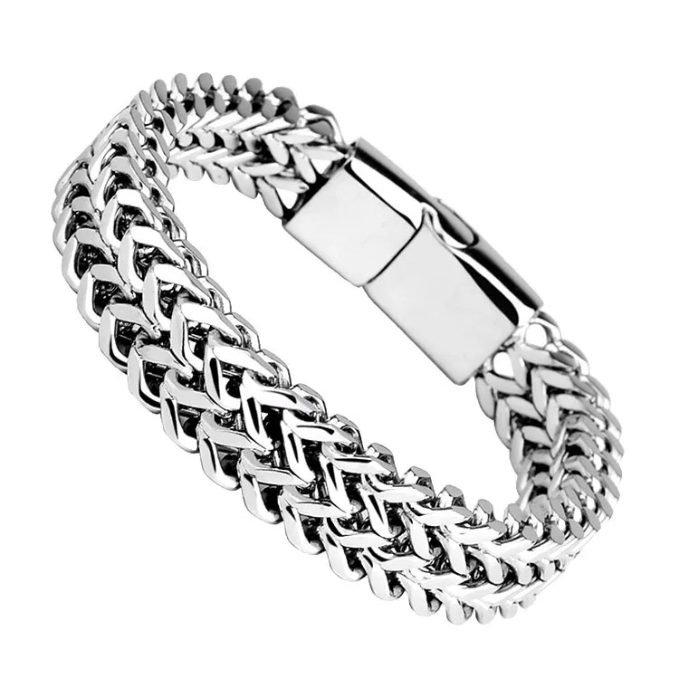 

Weihao stainless steel bracelet braided double row positive and negative keel magnet buckle bracelet titanium steel bracelet, Cunstomized