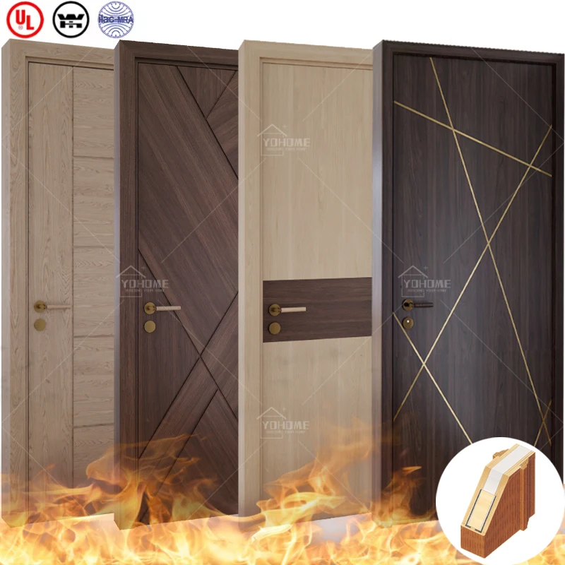 

Puerta interior madera sound proof door solid wood interior doors walnut luxury veneer interior doors