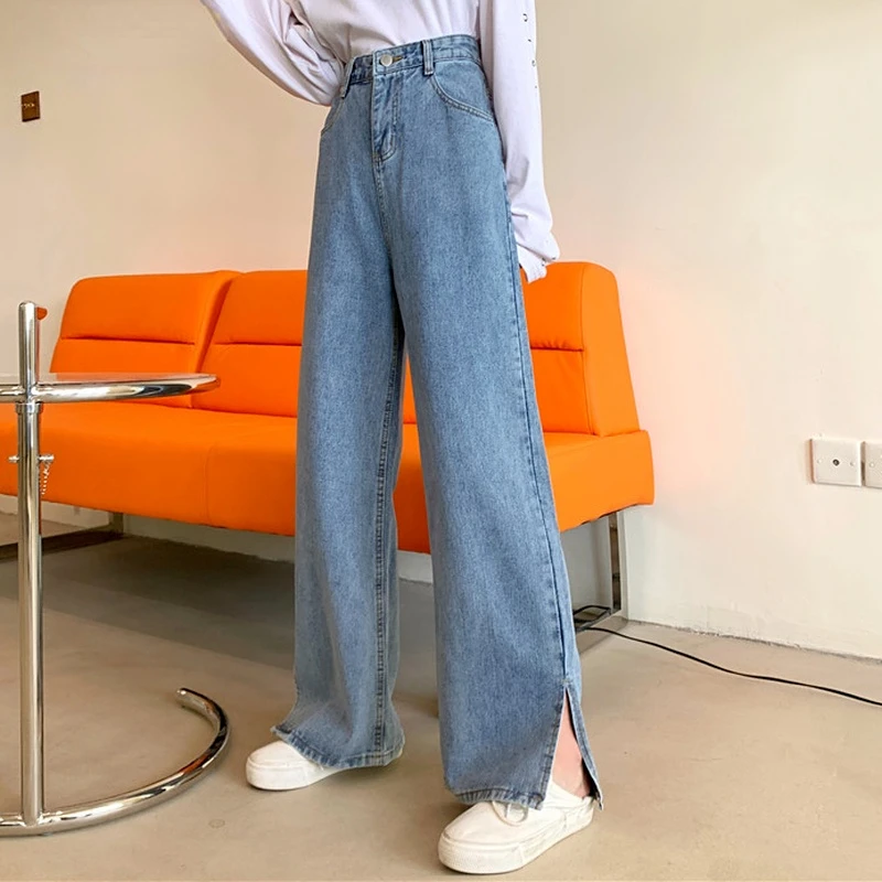 

Women Denim Pants 2021 Spirng Autumn Female Loose Wide Leg Pant Full Length Jeans Trouses Plus Size 4XL High Waist Baggy Jeans