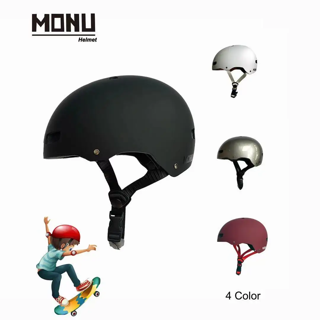 

Monu RTS ABS Shell EPS Foaming Skateboarding Helmet with Movable Chin Bar Pad Adult Skiing Skating Skateboard Helmet, White