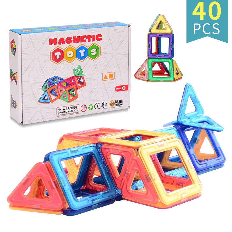 Amazon Hot Sell toy magnetic block 40PCS  68PCS 136PCS magnetic building blocks