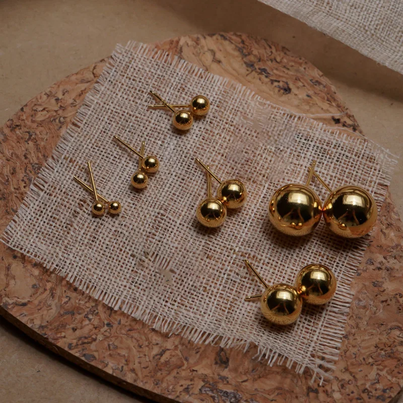 

JUHU Raising Ear Holes S925 Silver Beans Ear Nail Women Simple Gold Small Silver Bean Cute Light Bead Ball Mini Ear Jewelry