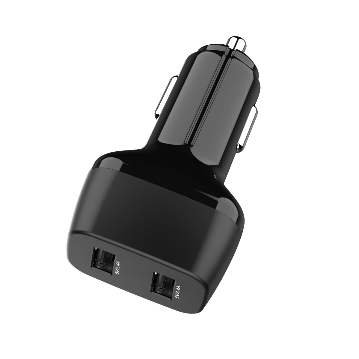 

24w IBD Factory OEM Smart IC 4.8A 2 USB mobile accessories private mold car charger, Black