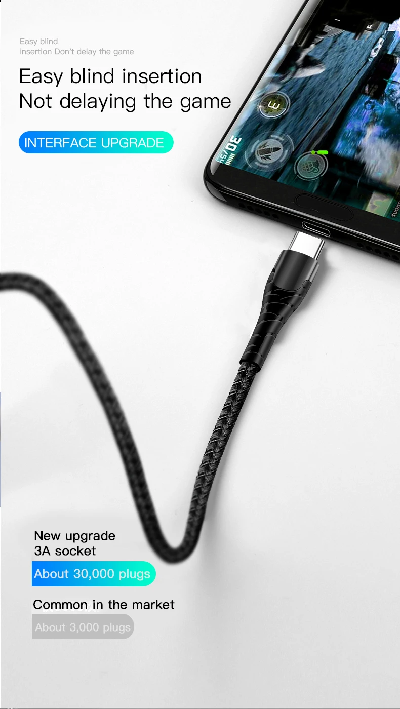 Logo customized 100cm Zinc alloy 3A type-c usb c micro usb fast charging data multi charger cable with LED light for iphone - ANKUX.COM