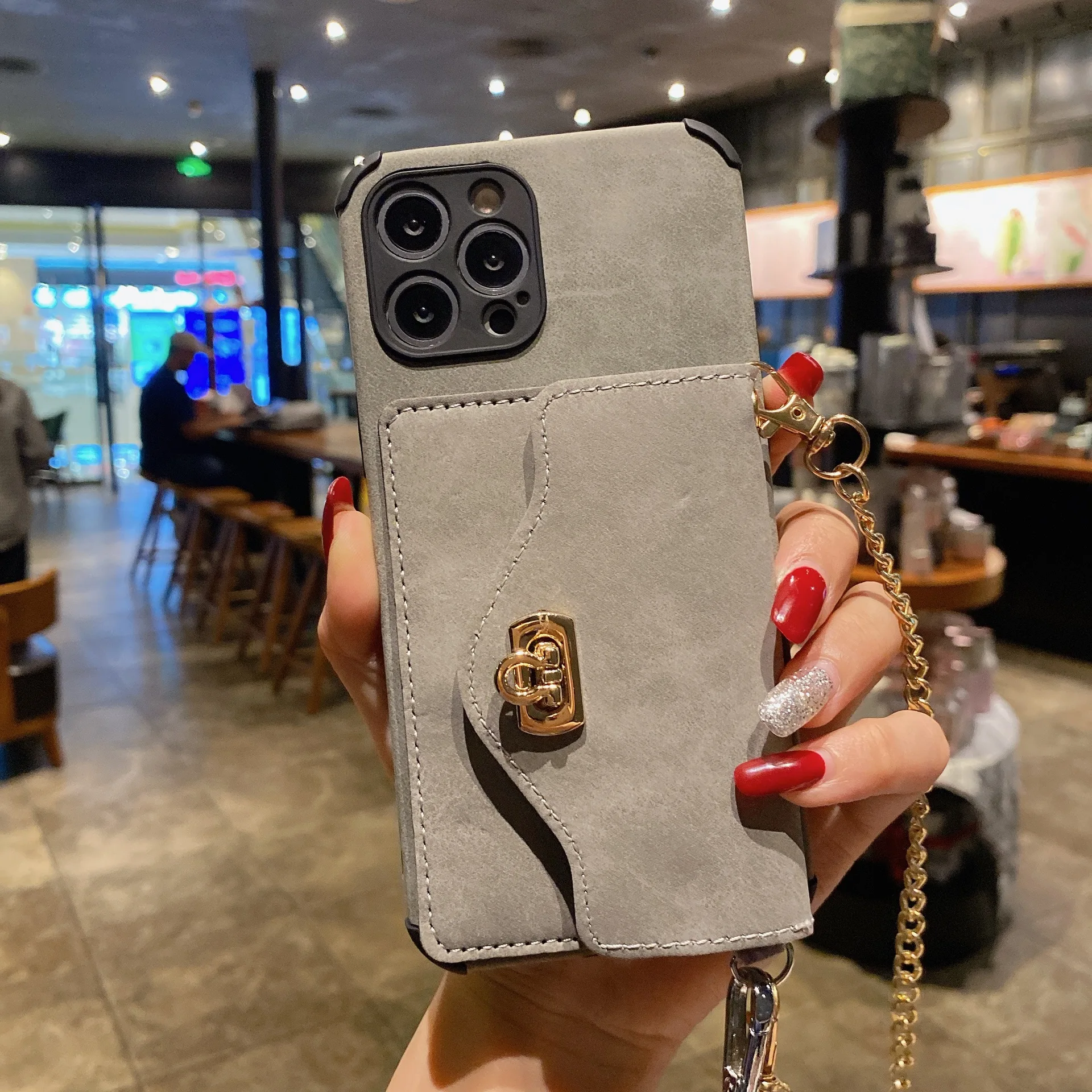 

Card slot Phone case For iPhone 12 Pro lady case with lanyard for iPhone case Phone Cover for iPhone 11 pro max, As pictures shows