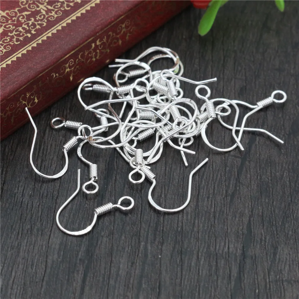

50pcs/lot  925 Sterling Silver Plated Earring Hooks Wires Clasp Accessories For Jewelry Making Findings Wholesale, Multi-colors