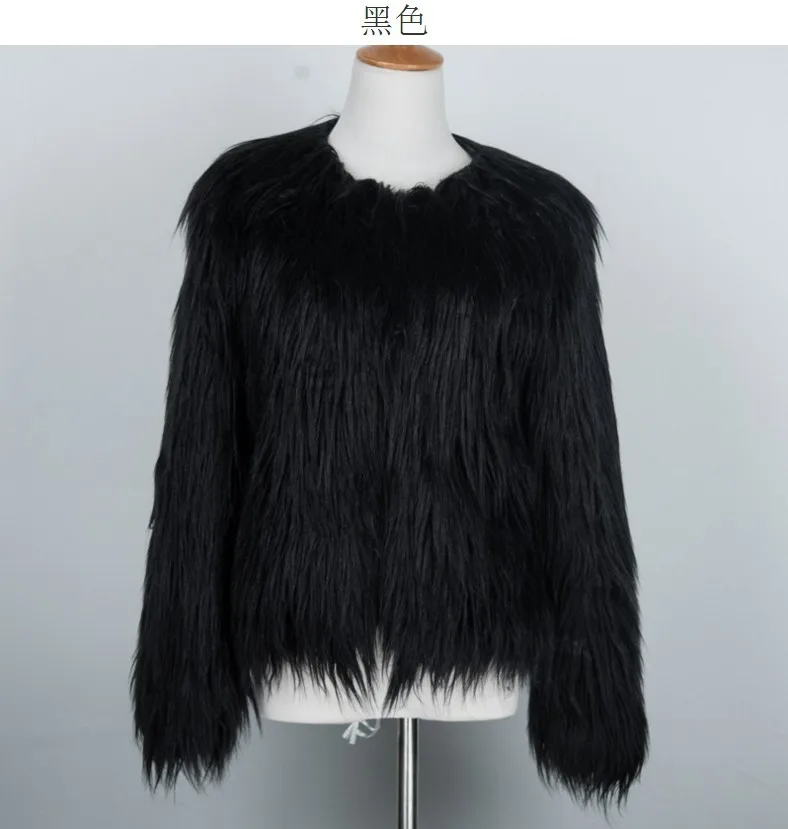 Fl-019 Hot Selling Plain Woolly Fur Coat For Women O-neck Faux Fue ...