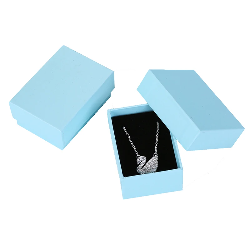 

Wholesale Custom Logo Printed Earring Pendant Jewlery Box New Design Paper Jewelry Gift Packaging Box, Light blue