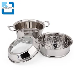 Image of high quality multi-purpose stainless steel steam pot soup tureen cookware set