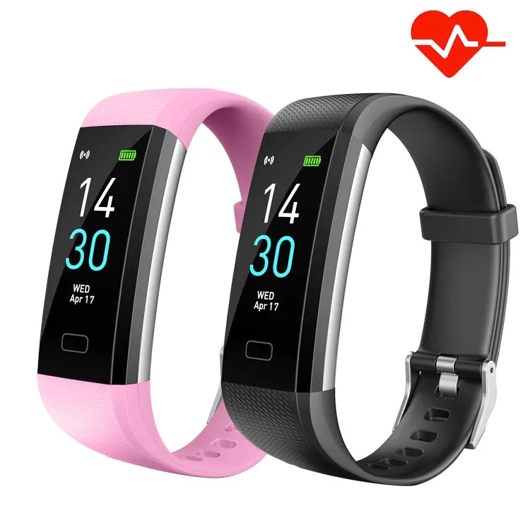 

New Arrivals 2020 Android I Phone BP HR Fitness Sport Heart Rate Blood Pressure Kids W34 Smart Bracelet Watch, Black, blue, red, purple, green