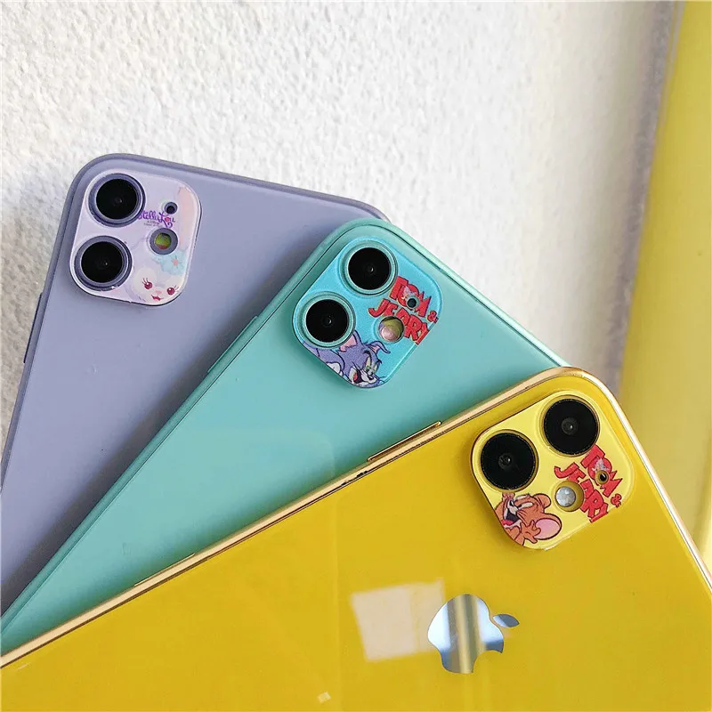 

Cartoon Cute Camera Protector Case For iPhone 11 Pro Max Camera Protector Tempered Glass Lens Protection Sticker Screen Cover, Picture color
