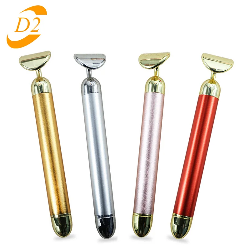 

24k gold color vibration Slimming face rolling facial massager lifting anti aging machine thin cheeks wrinkle lifting face stick