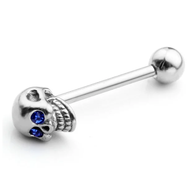 

Wholesale Body Piercings Red Zircon Ball Barbell Earring Skull Stainless Steel Tongue Rings Jewelry