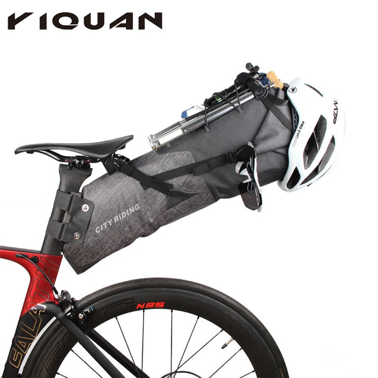 

2022 New large capacity waterproof bicycle saddle bag,rainproof TPU bicycle long tail bag, Grey