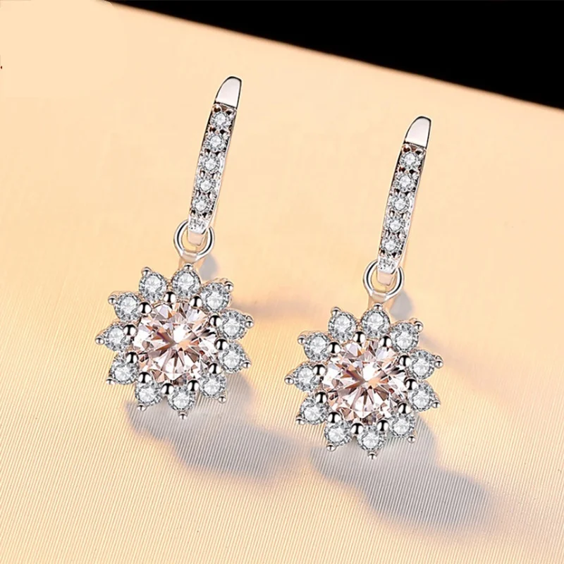 

High Quality 925 Silver 1 Carat Moissanite Diamond Earrings