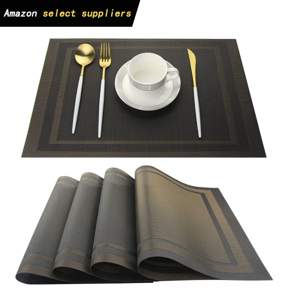 

customized luxury printed for dining table woven heatproof Vinyl pvc placemat