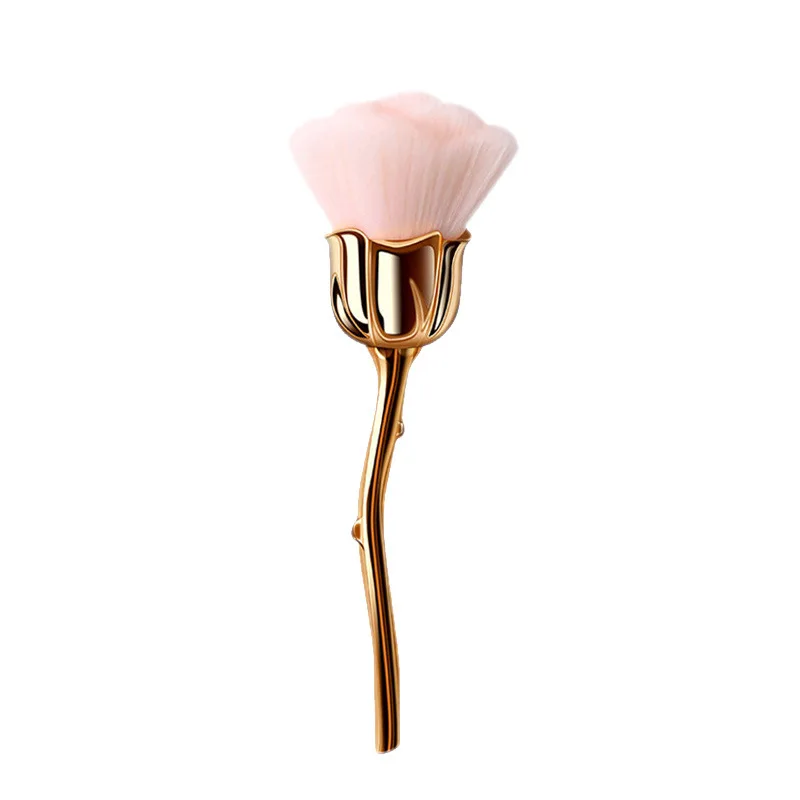 

Private Label professional Rose Shape Face Facial Kabuki Cosmetic brush Liquid Foundation Single Makeup Brush, Rose gold