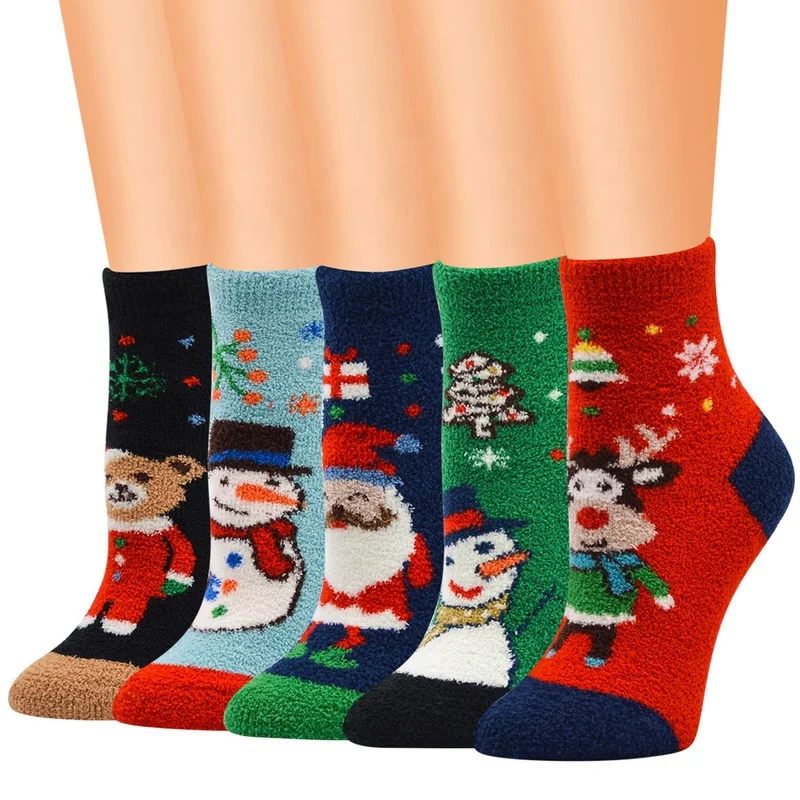 

New Christmas Coral fleece socks santa women christmas socks, As picture