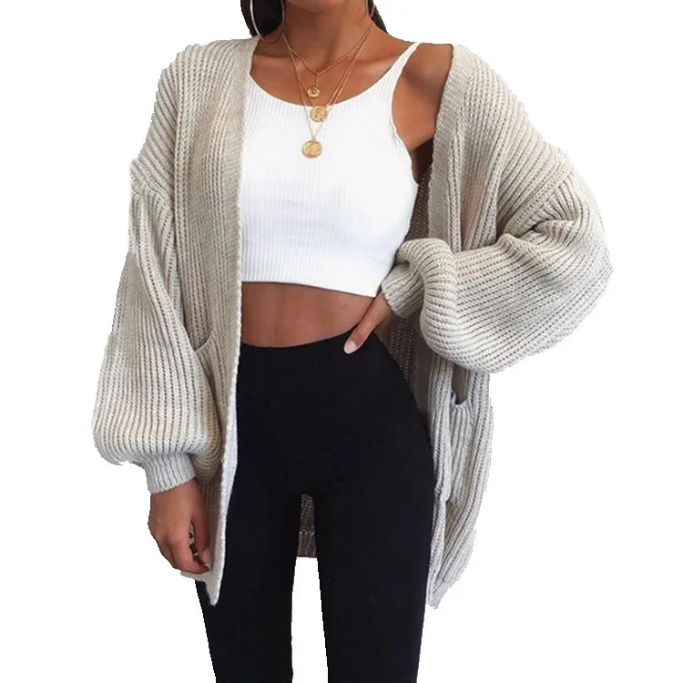 

Plus Size Casual Multi Color Fall and Winter Long Sleeve Coats Oversize Women Cardigan Knit Sweater