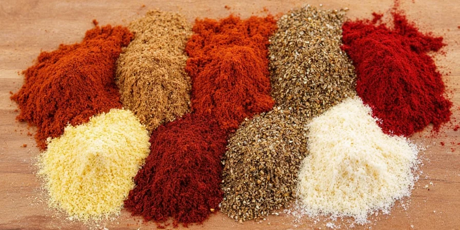Ground cayenne pepper next to whole dried chilies