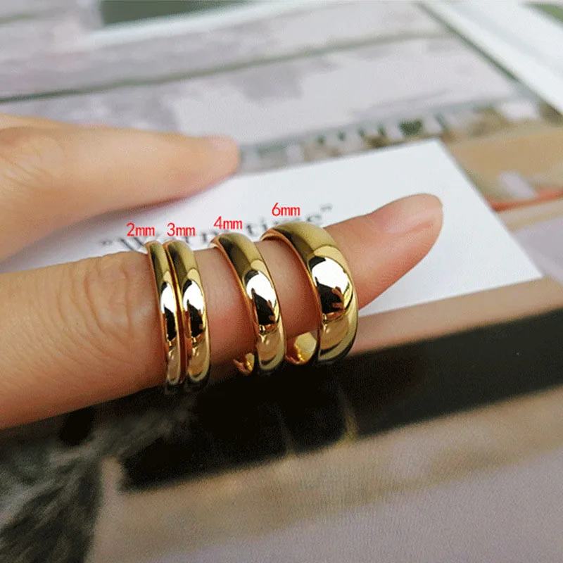 

Gold Couple Ring Jewelry Men and Women Smooth Plain Rings Tungsten Steel Couple Ring Ins, As picture shows