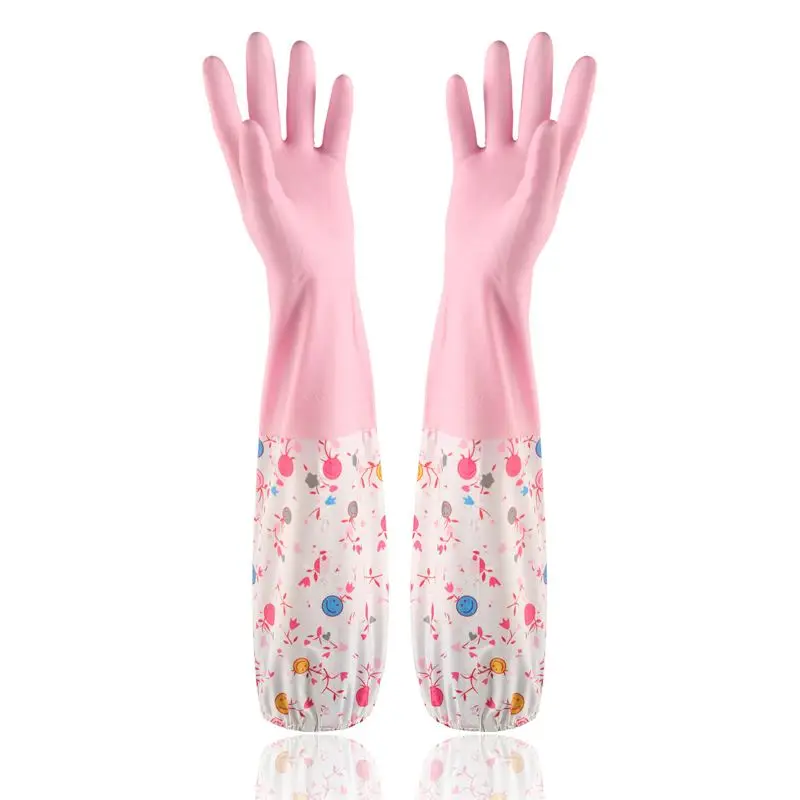 

KENJOY Reusable Cleaning Gloves Kitchen Cleaning Gloves with Cotton Liner- Household Dishwashing Gloves Non- Slip Waterproof